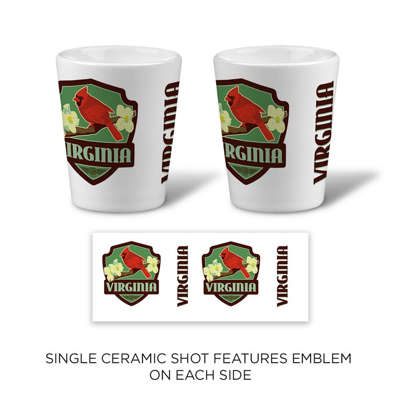 Virginia Cardinal Ceramic Shot Glass - Dusty's Country Store