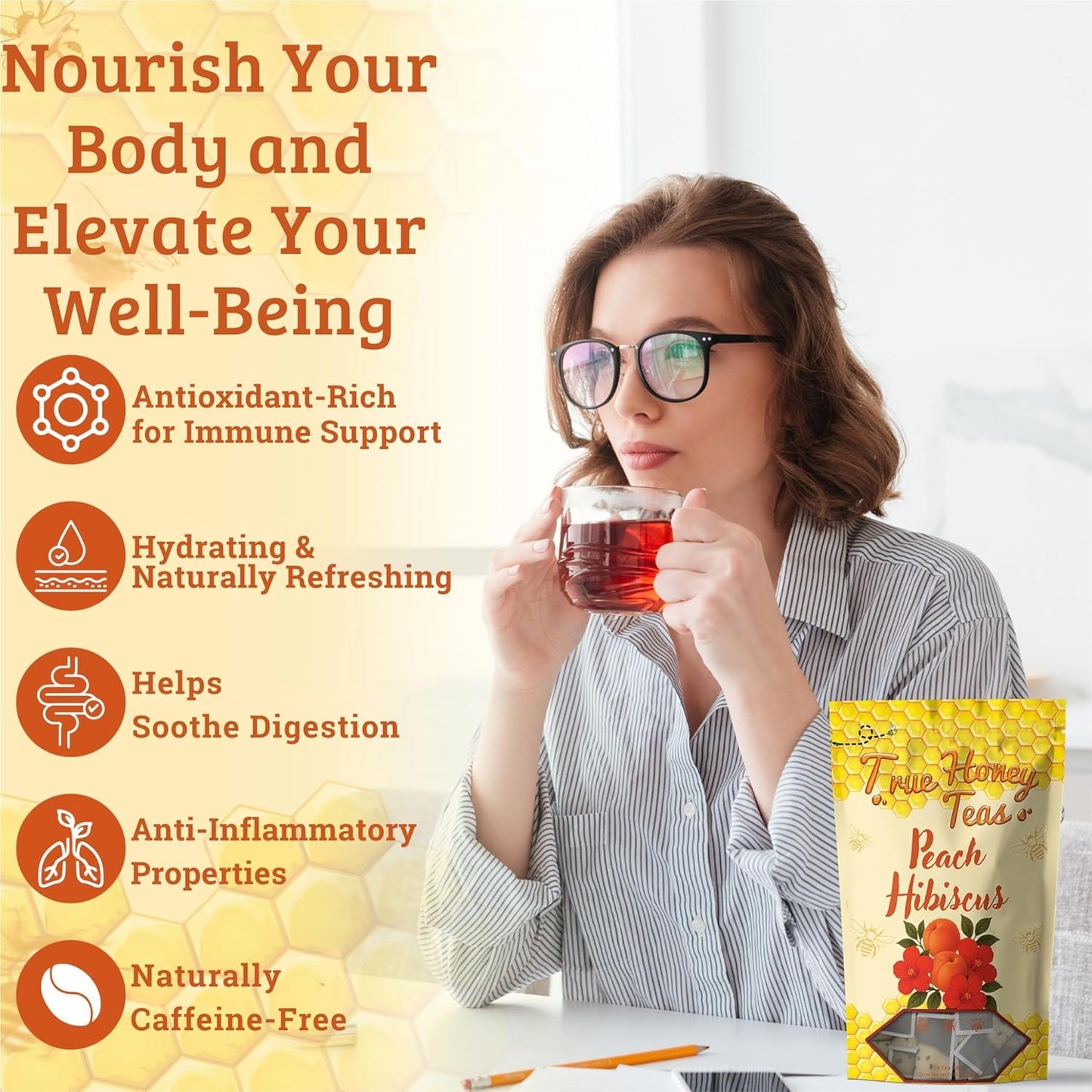 True Honey Tea - Peach Hibiscus Tea - Dusty's Country Store