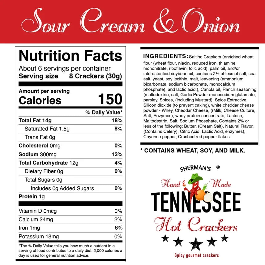 Sherman's Tennessee Hot Crackers 6 OZ - Dusty's Country Store