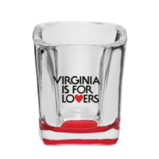 Virginia is For Lovers Square with Red Bottom Shot Glass - 2 OZ - Dusty's Country Store
