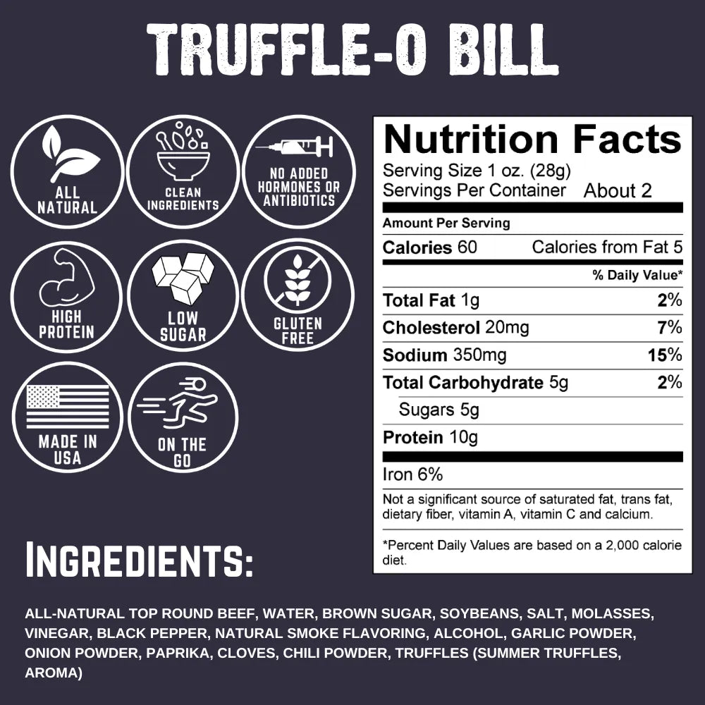 Righteous Felon Truffle-O Bill Beef Jerky 2oz - Dusty's Country Store