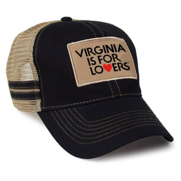 Virginia Is For Lovers Trucker Hat, Black/Tan - Dusty's Country Store