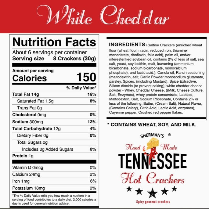 Sherman's Tennessee Hot Crackers 6 OZ - Dusty's Country Store