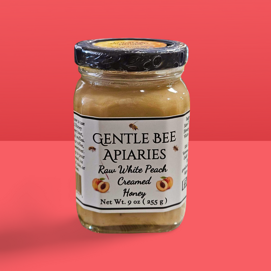 Gentle Bee Apiaries Raw White Peach Creamed Honey 9OZ - Dusty's Country Store