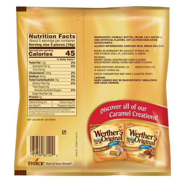 Werthers Original Hard Sugar Free Caramel Candy, 2.75 oz - Dusty's Country Store