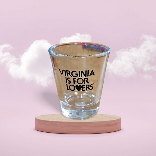Virginia is for Lovers Shot Glass, Clear with Black Heart, 1 3/4 OZ