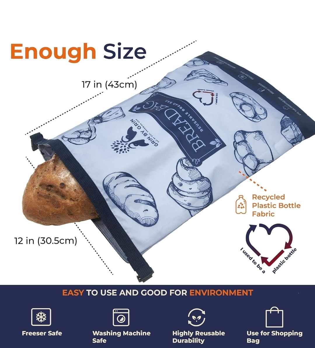 Reusable Bread Bag with Zipper