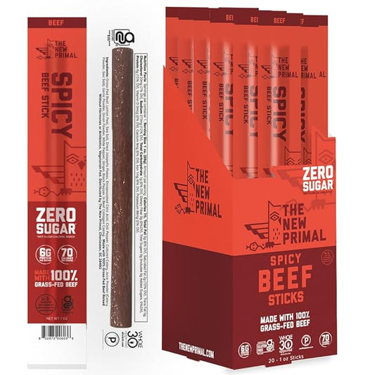 The New Primal Grass-Fed Beef Sticks, Keto & Gluten Free Healthy Snacks