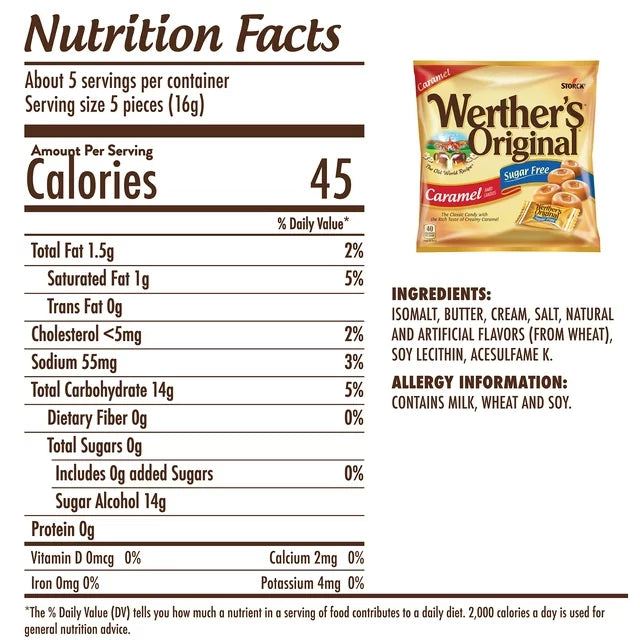 Werthers Original Hard Sugar Free Caramel Candy, 2.75 oz - Dusty's Country Store