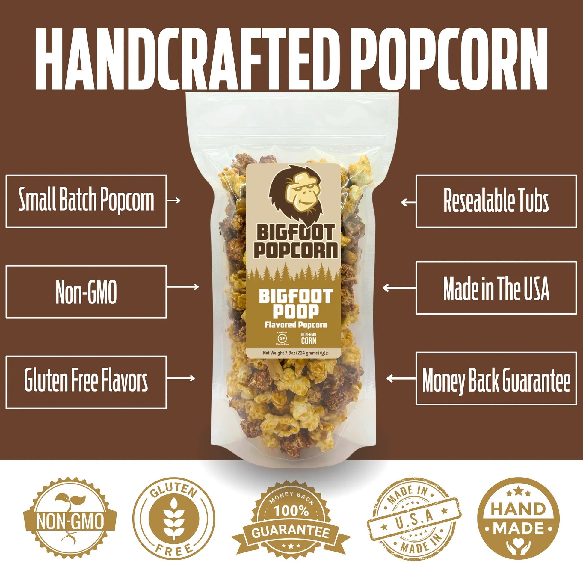 Bigfoot Poop Chocolate and Caramel Gourmet Popcorn - Dusty's Country Store
