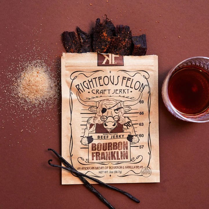 Righteous Felon Bourbon Franklin Beef Jerky 2oz - Dusty's Country Store