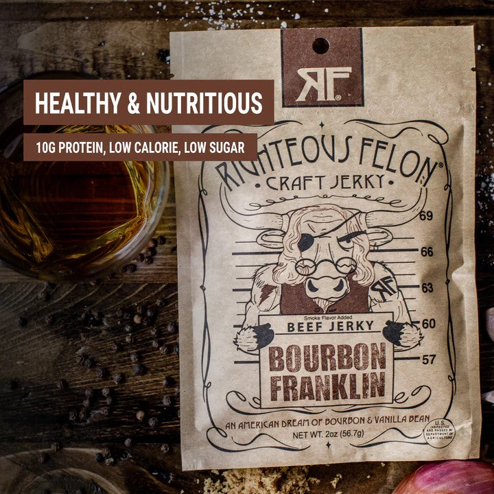 Righteous Felon Bourbon Franklin Beef Jerky, 2-oz - Dusty's Country Store