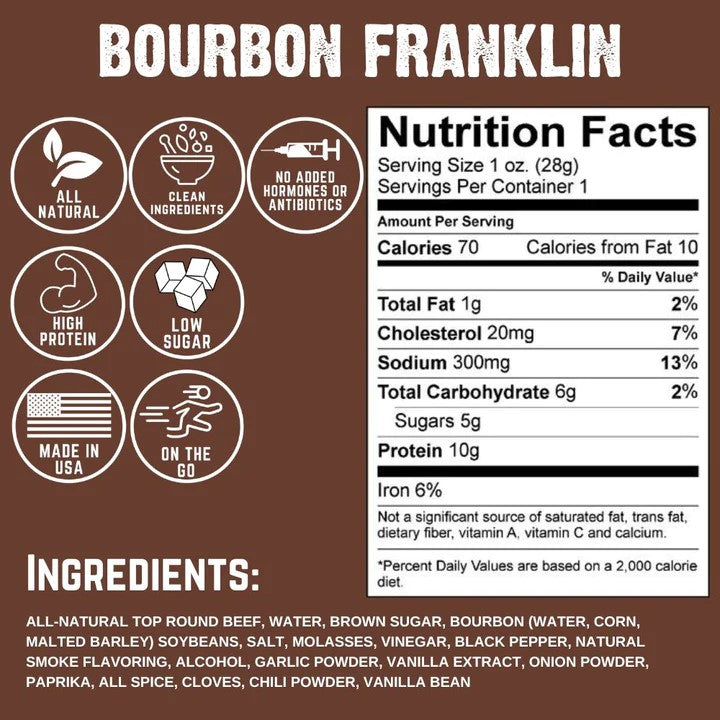 Righteous Felon Bourbon Franklin Beef Jerky 2oz - Dusty's Country Store