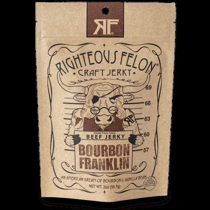 Righteous Felon Bourbon Franklin Beef Jerky 2oz - Dusty's Country Store
