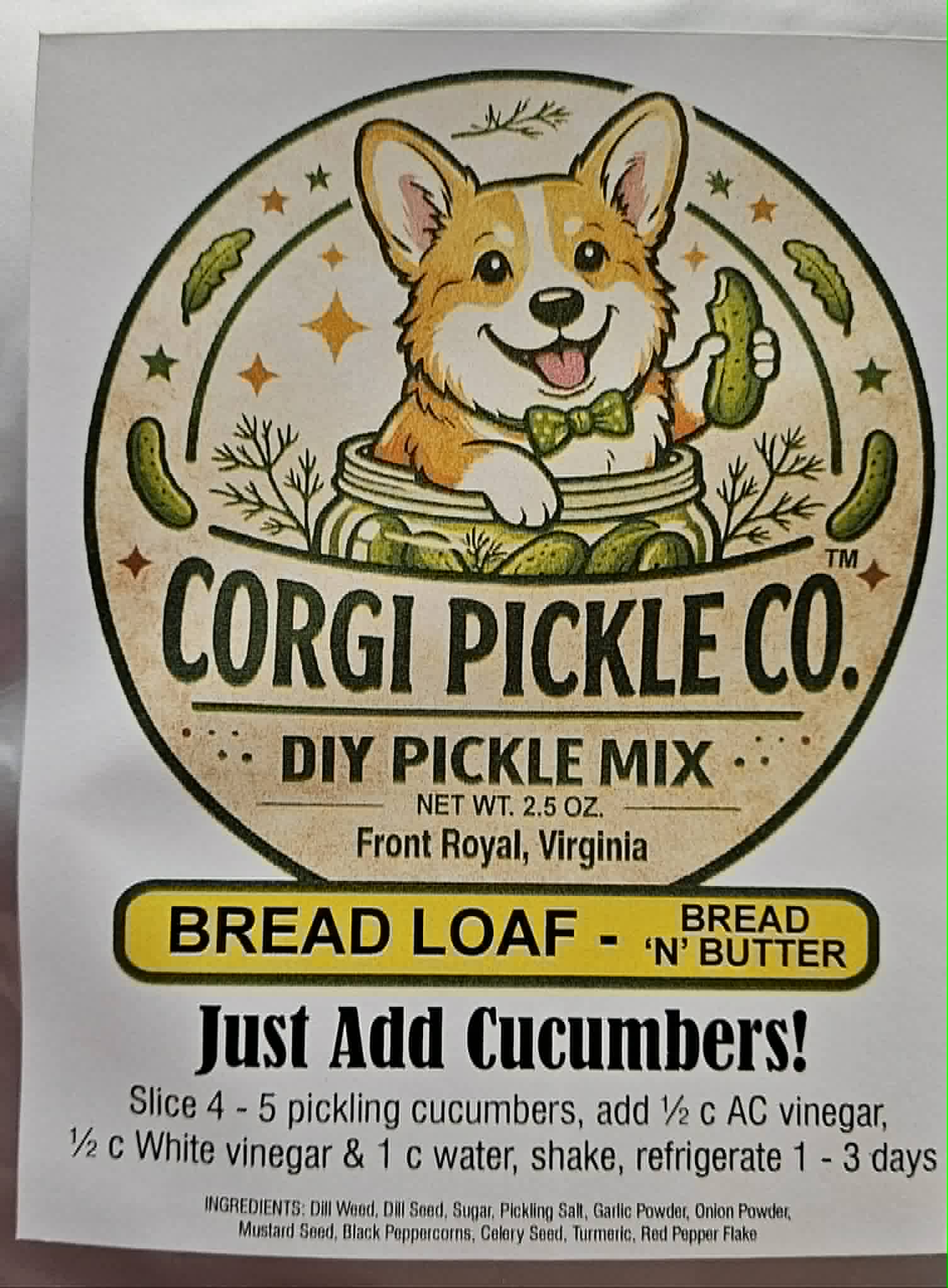 Corgi Pickle Co - DIY Pickle Kit - Dusty's Country Store