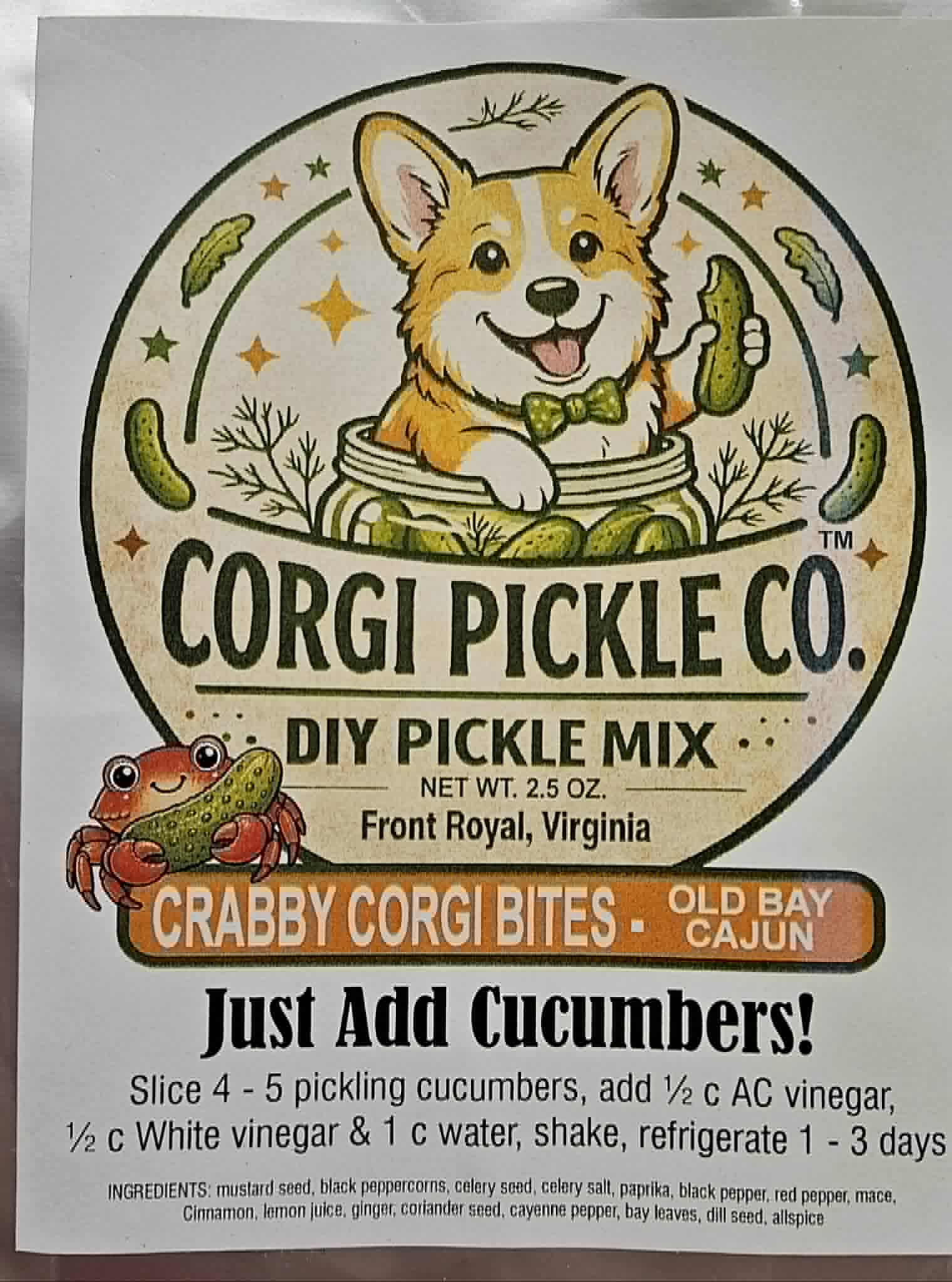 Corgi Pickle Co - DIY Pickle Kit - Dusty's Country Store