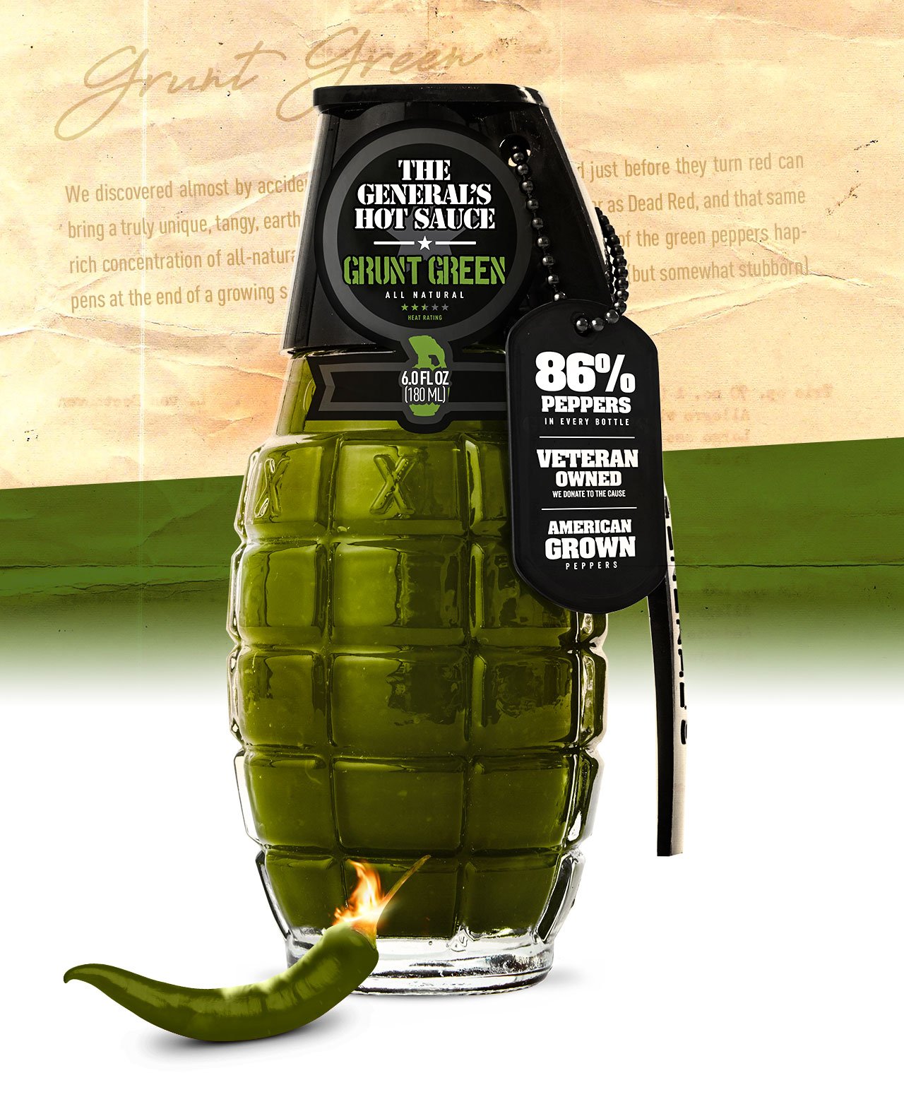 The General's Hot Sauce - Grunt Green - Dusty's Country Store