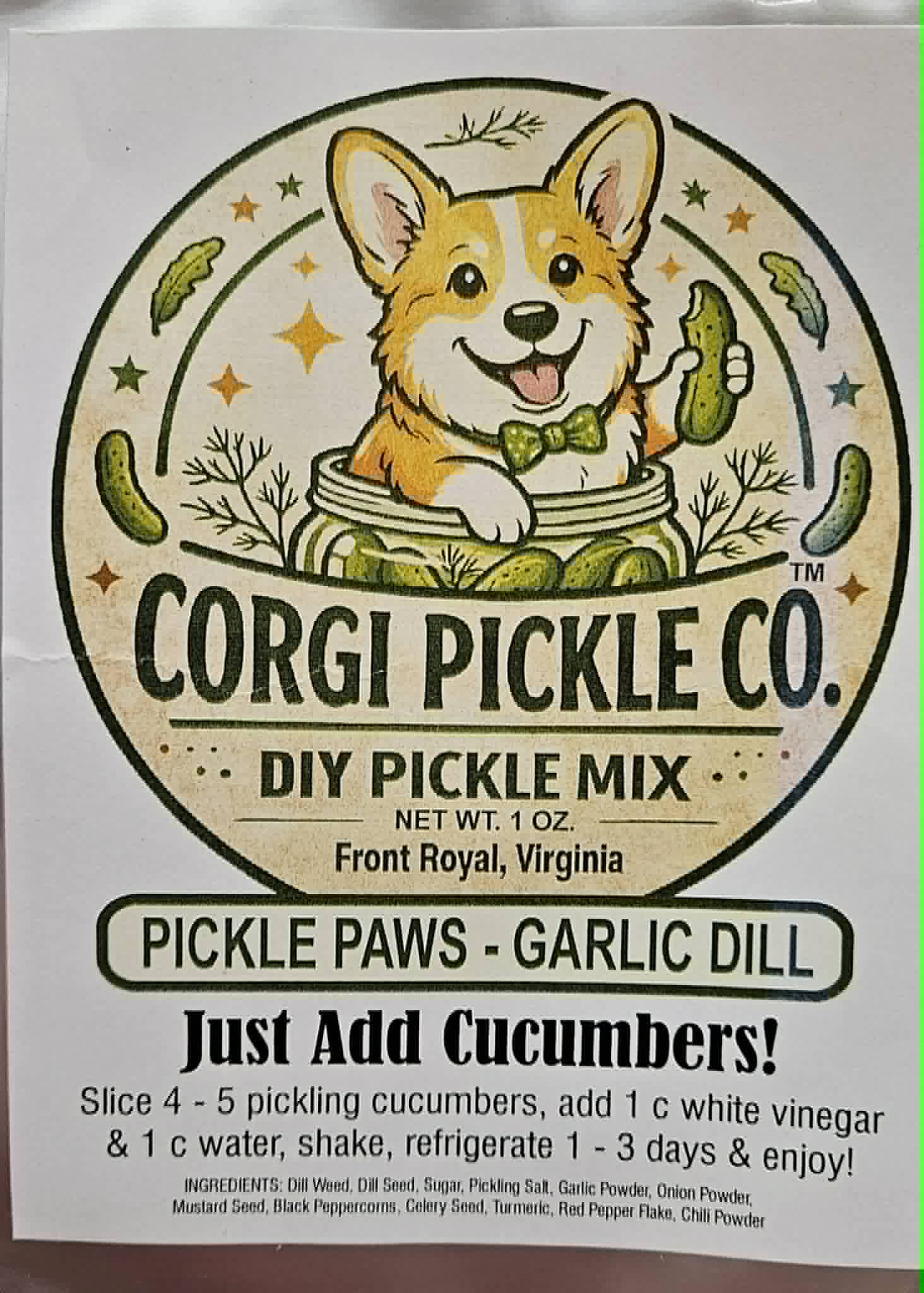 Corgi Pickle Co - DIY Pickle Kit - Dusty's Country Store