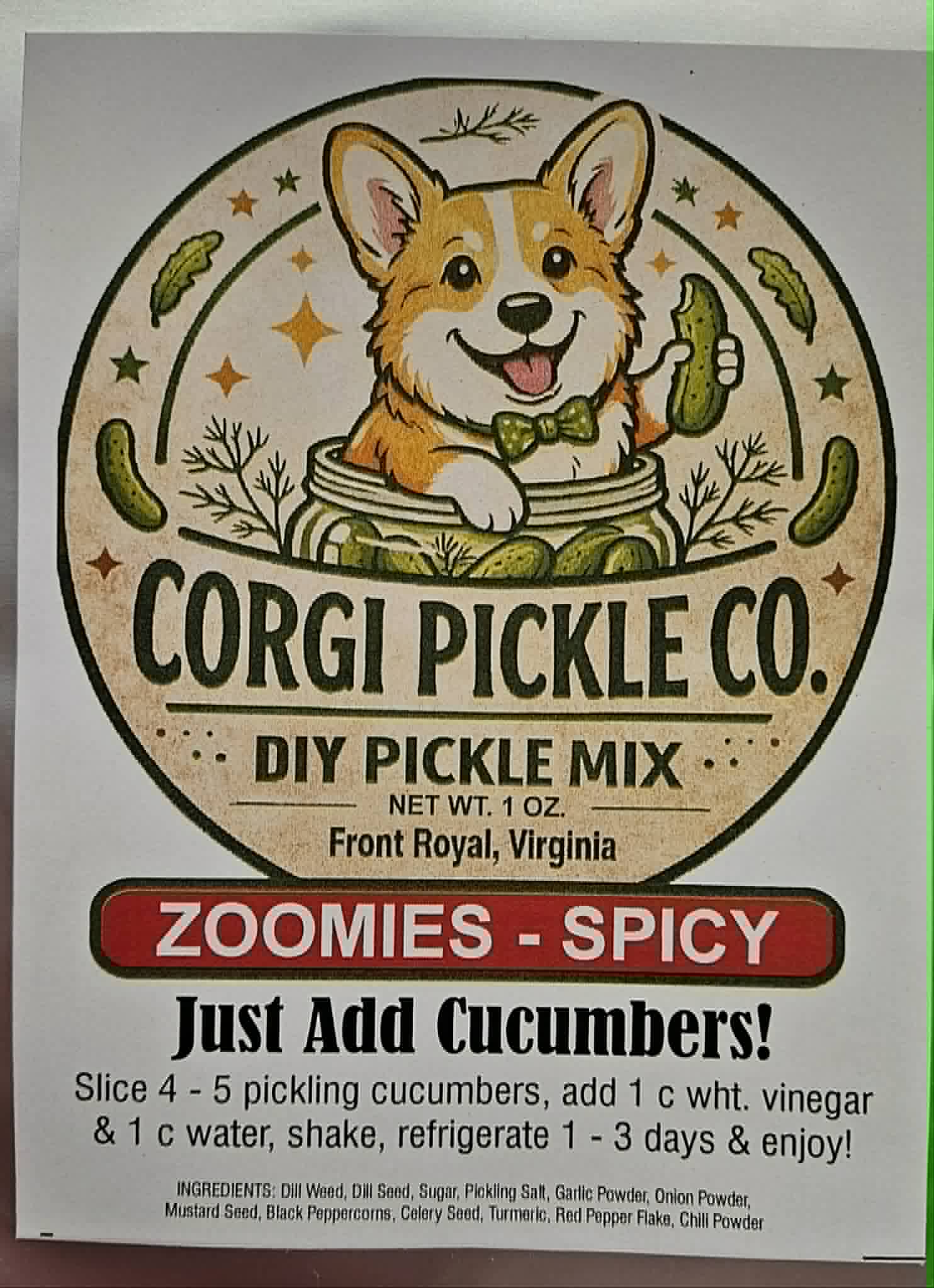 Corgi Pickle Co - DIY Pickle Kit - Dusty's Country Store