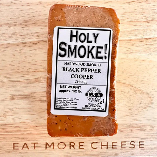 Holy Smoke Black Pepper Cooper Hardwood Smoked Cheese - Dusty's Country Store