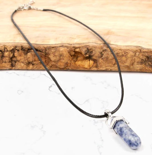 Crystal Pendant Necklace - Blue Spot Jasper - Dusty's Country Store