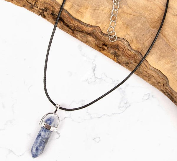 Crystal Pendant Necklace - Blue Spot Jasper - Dusty's Country Store