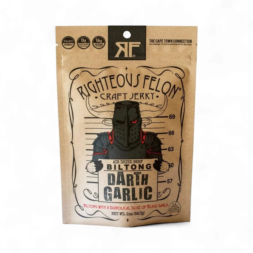 Righteous Felon Darth Garlic Biltong 2oz - Dusty's Country Store