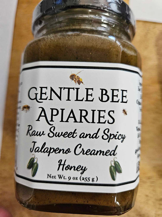 Gentle Bee Apiaries Raw Sweet and Spicy Jalapeno Creamed Honey 9OZ - Dusty's Country Store