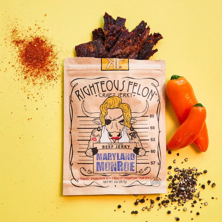 Righteous Felon Maryland Monroe Crab Spice Beef Jerky, 2-oz - Dusty's Country Store