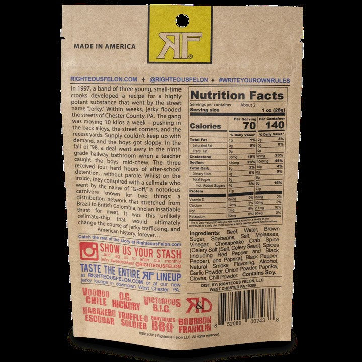 Righteous Felon Maryland Monroe Crab Spice Beef Jerky, 2-oz - Dusty's Country Store