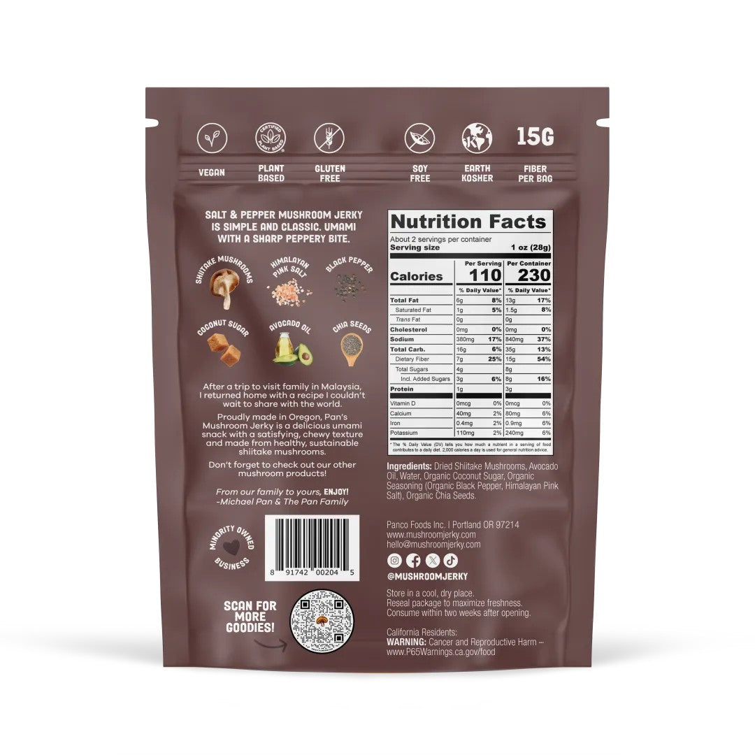Pan's Mushroom Jerky - Salt & Pepper - Dusty's Country Store