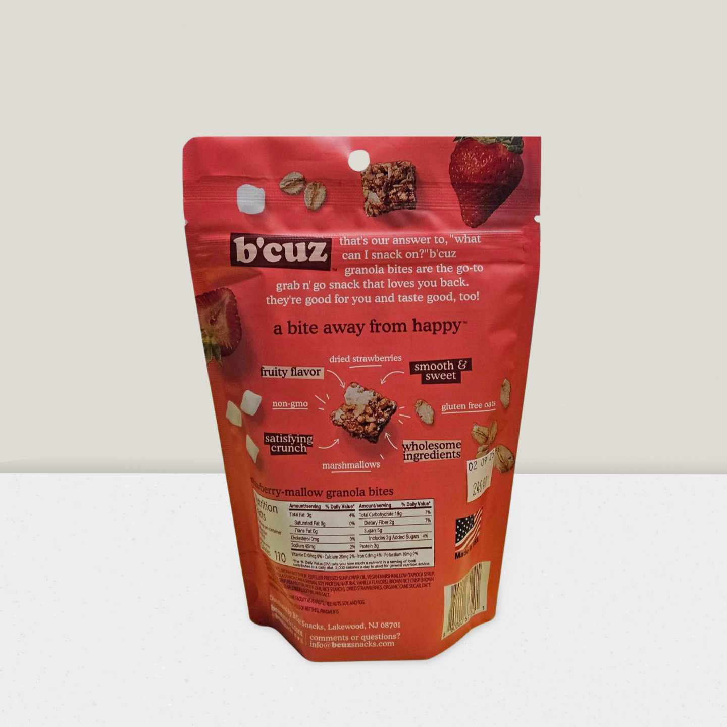 B'Cuz Strawberry Mallow Granola Bites 3 OZ - Dusty's Country Store