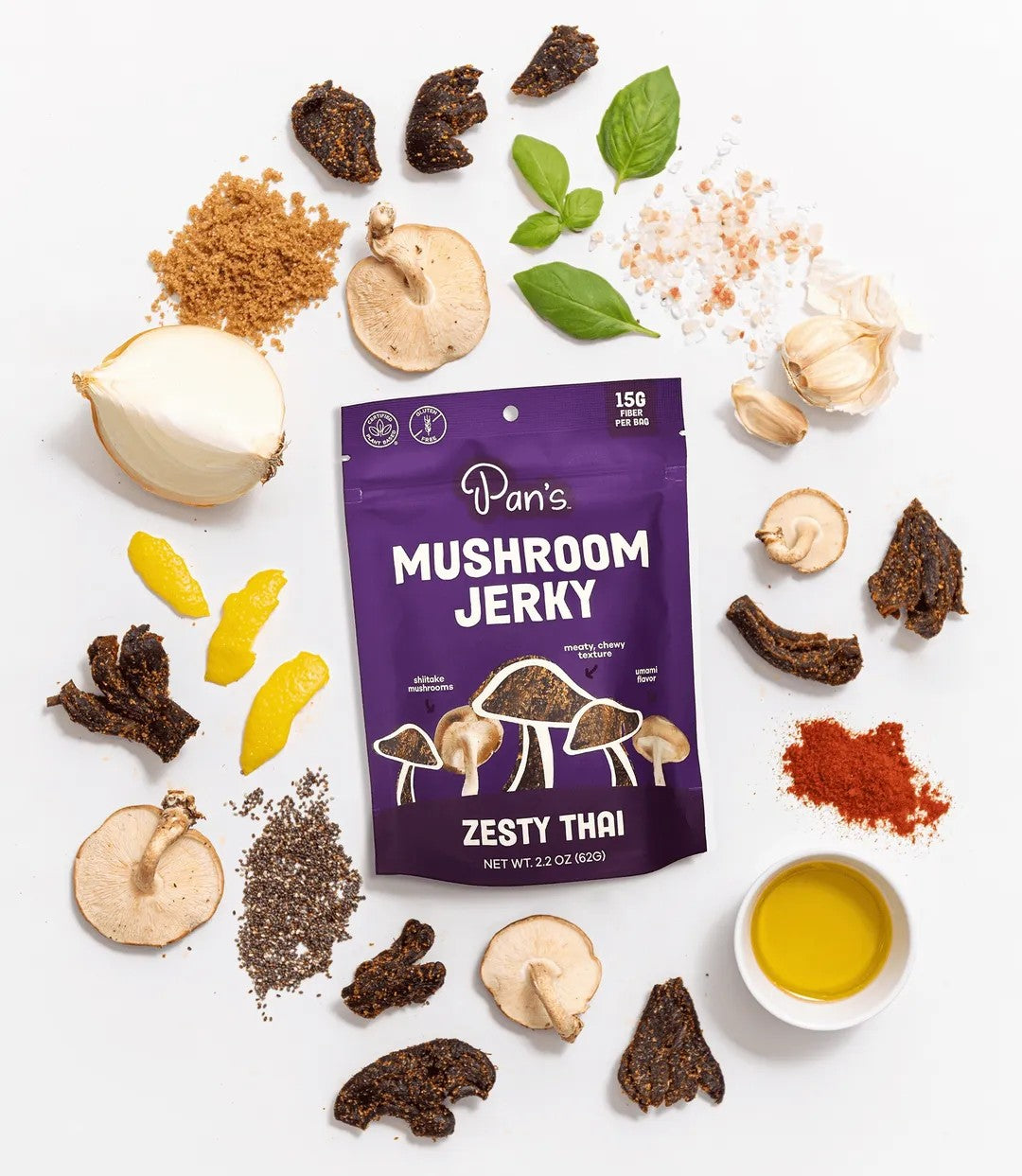Pan's Mushroom Jerky - Zesty Thai Mushroom Jerky - Dusty's Country Store